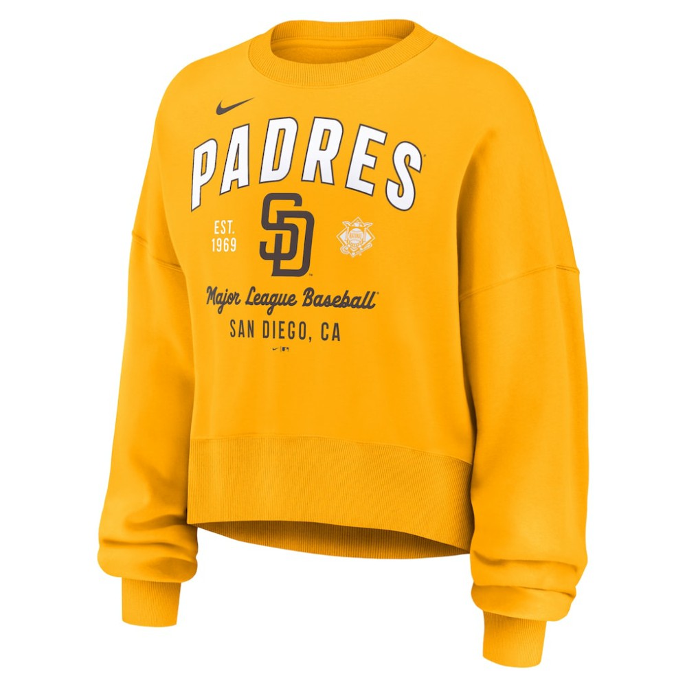 Gold San Diego Padres Nike Women's Oversized High Hip Pullover Sweatshirt
