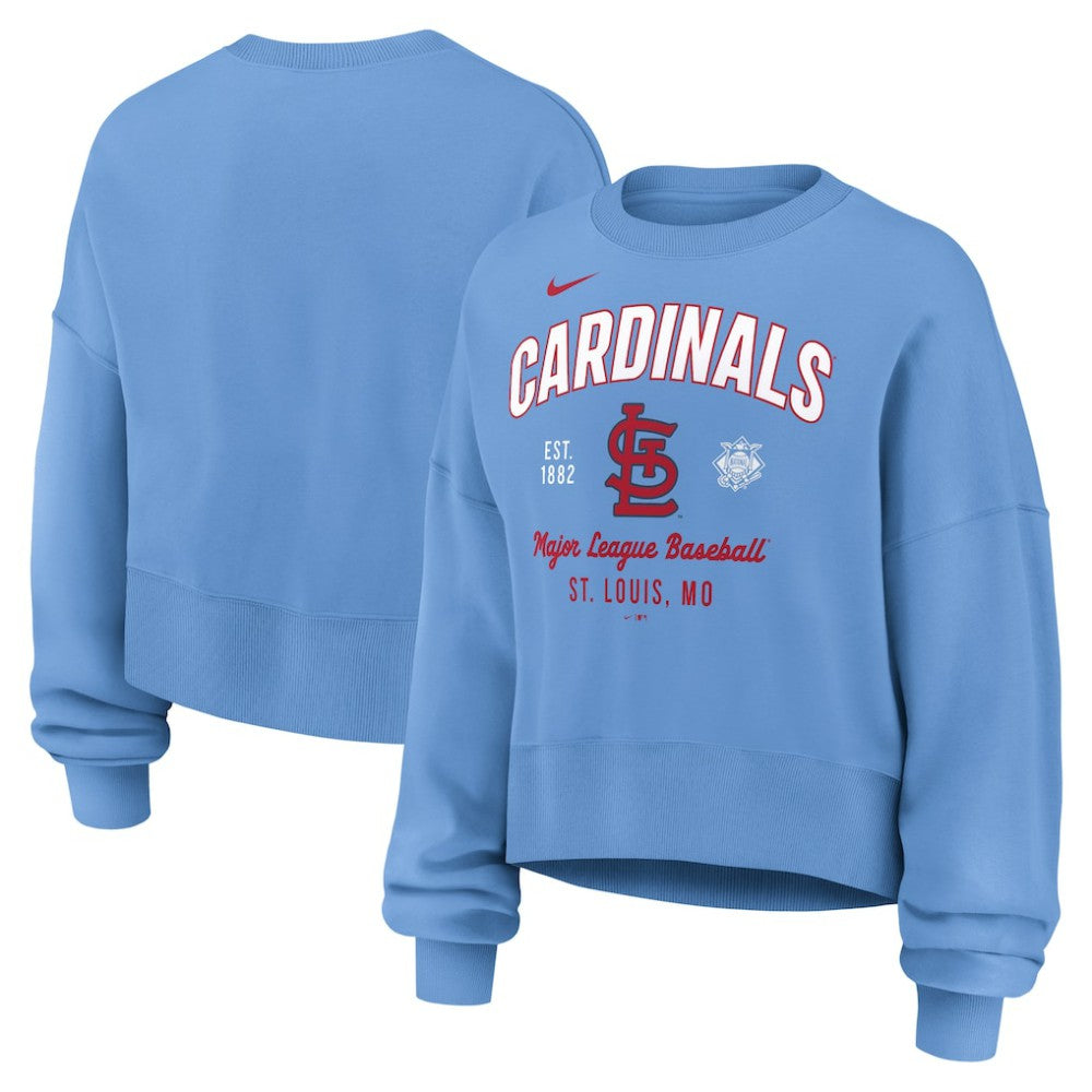 Light Blue St. Louis Cardinals Nike Women's Oversized High Hip Pullover Sweatshirt