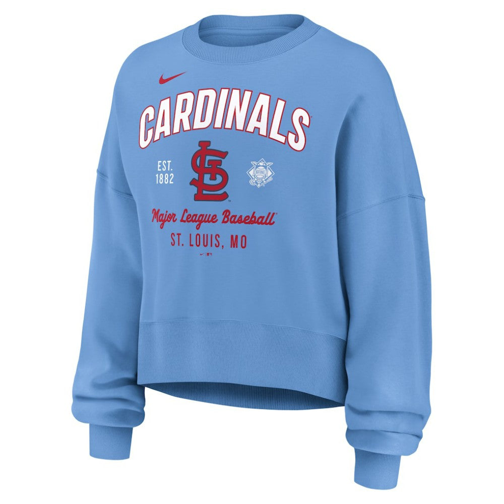 Light Blue St. Louis Cardinals Nike Women's Oversized High Hip Pullover Sweatshirt