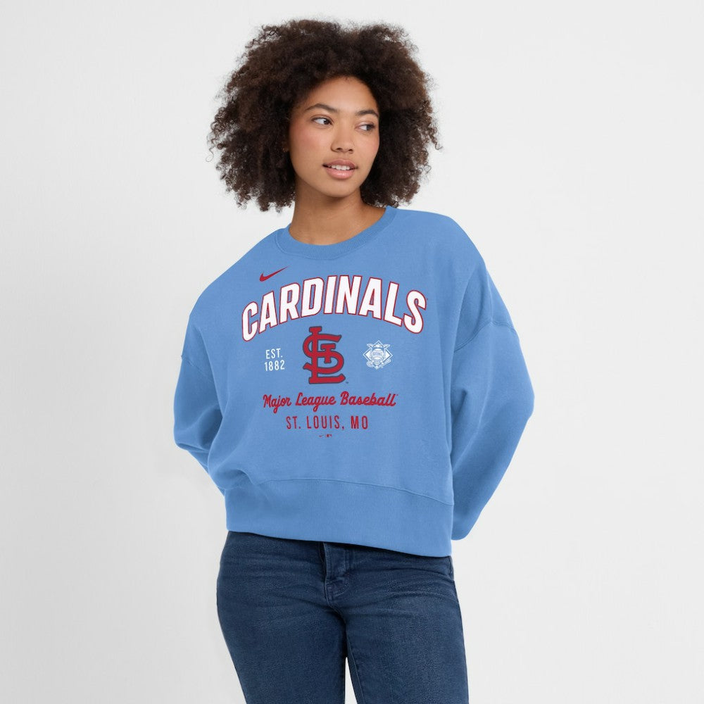 Light Blue St. Louis Cardinals Nike Women's Oversized High Hip Pullover Sweatshirt