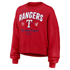 Red Texas Rangers Nike Women's Oversized High Hip Pullover Sweatshirt
