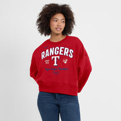 Red Texas Rangers Nike Women's Oversized High Hip Pullover Sweatshirt