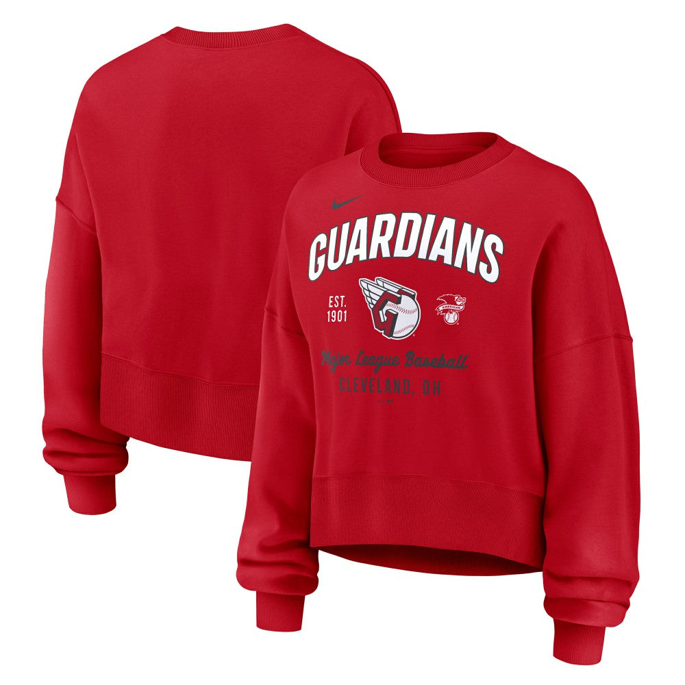 Red Cleveland Guardians Nike Women's Oversized High Hip Pullover Sweatshirt