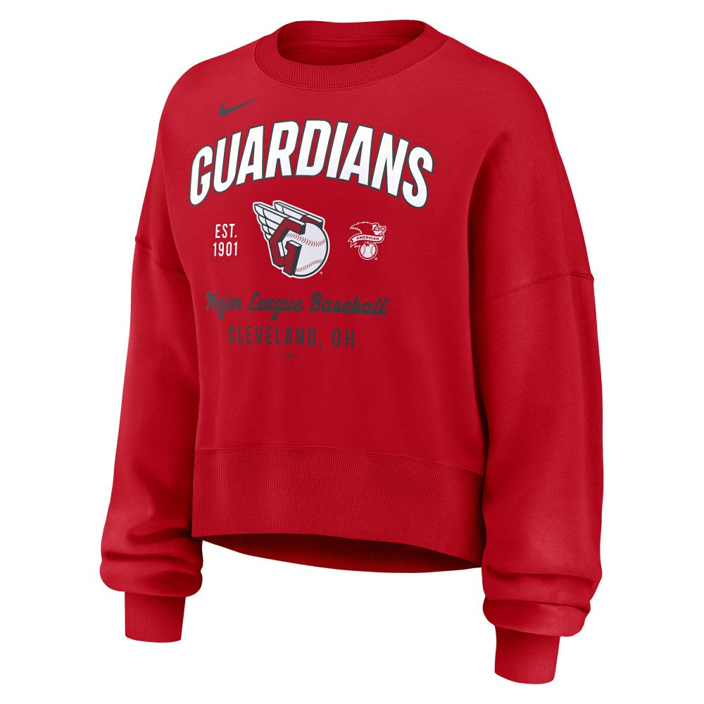 Red Cleveland Guardians Nike Women's Oversized High Hip Pullover Sweatshirt