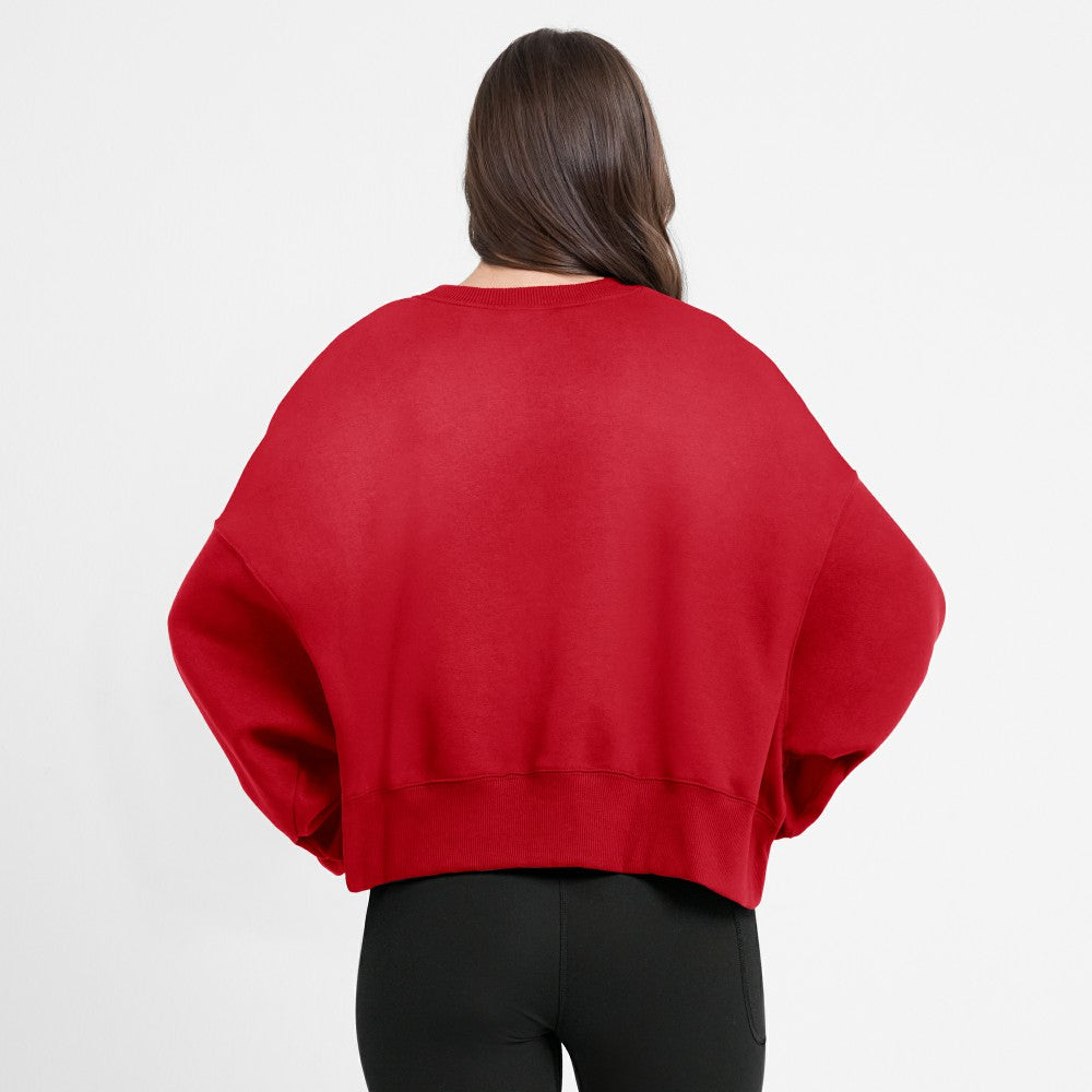 Red Cleveland Guardians Nike Women's Oversized High Hip Pullover Sweatshirt