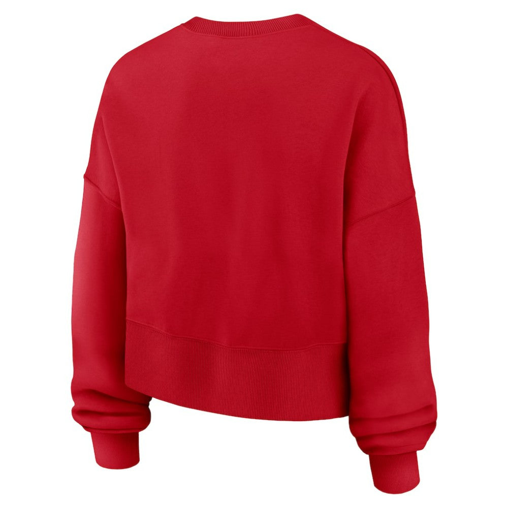 Red Atlanta Braves Nike Women's Oversized High Hip Pullover Sweatshirt