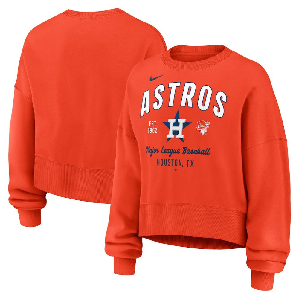 Orange Houston Astros Nike Women's Oversized High Hip Pullover Sweatshirt