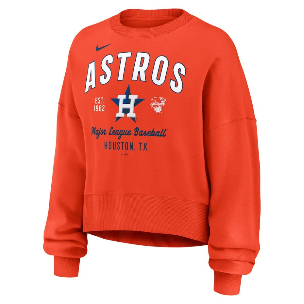 Orange Houston Astros Nike Women's Oversized High Hip Pullover Sweatshirt