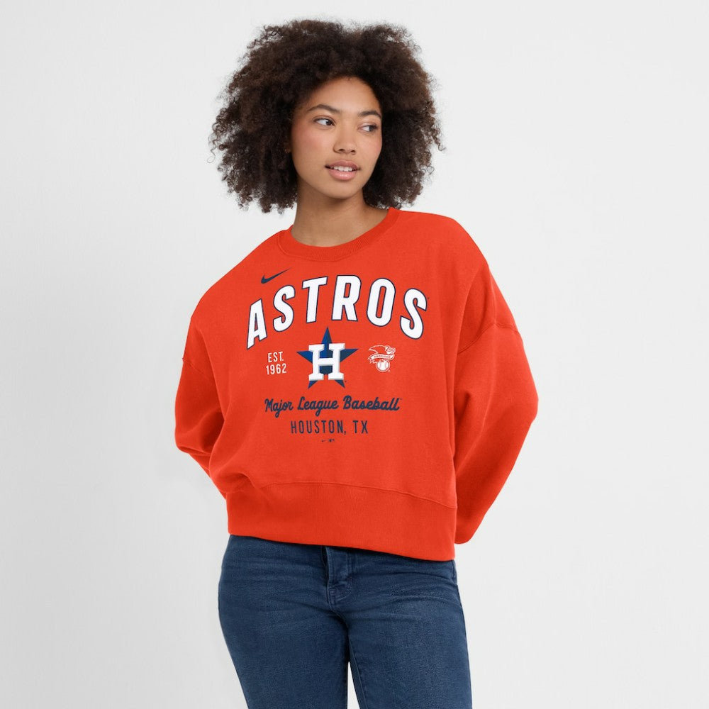 Orange Houston Astros Nike Women's Oversized High Hip Pullover Sweatshirt