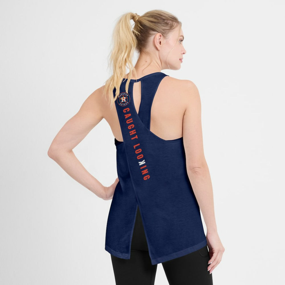 Navy Houston Astros Nike Open-Back Crisscross Dri-FIT Tank Top