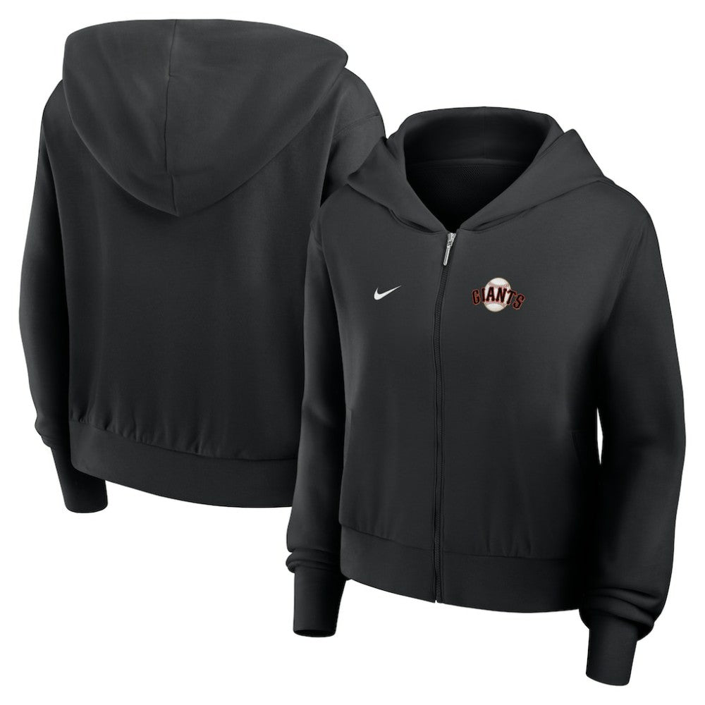 Black San Francisco Giants Nike Women's Cropped Chill Full-Zip Hoodie