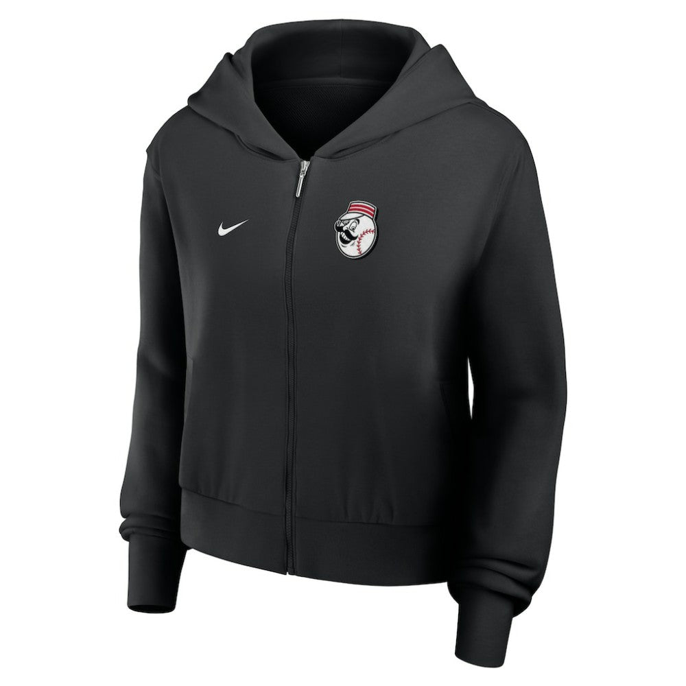 Black Cincinnati Reds Nike Women's Cropped Chill Full-Zip Hoodie
