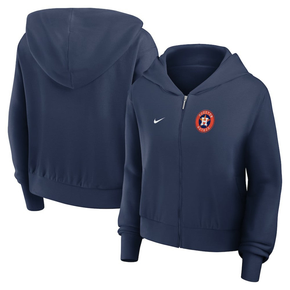 Navy Houston Astros Nike Women's Cropped Chill Full-Zip Hoodie