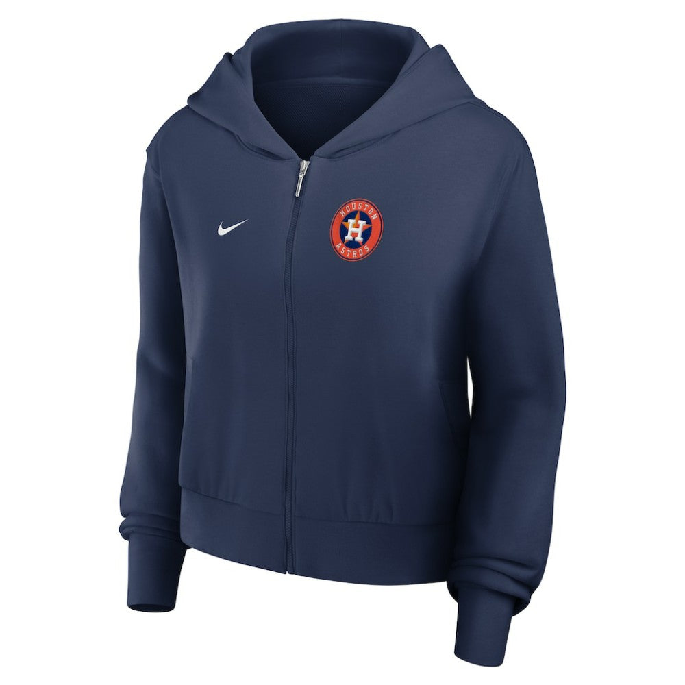Navy Houston Astros Nike Women's Cropped Chill Full-Zip Hoodie