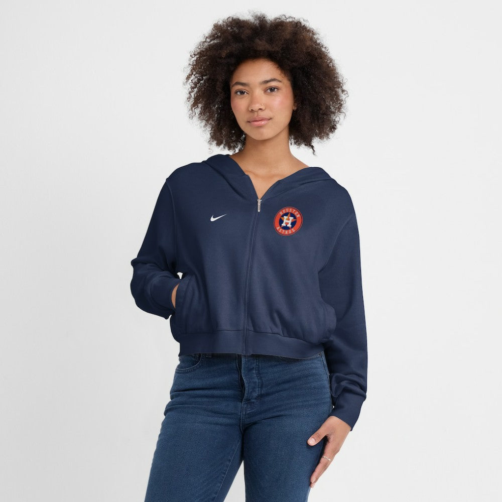 Navy Houston Astros Nike Women's Cropped Chill Full-Zip Hoodie