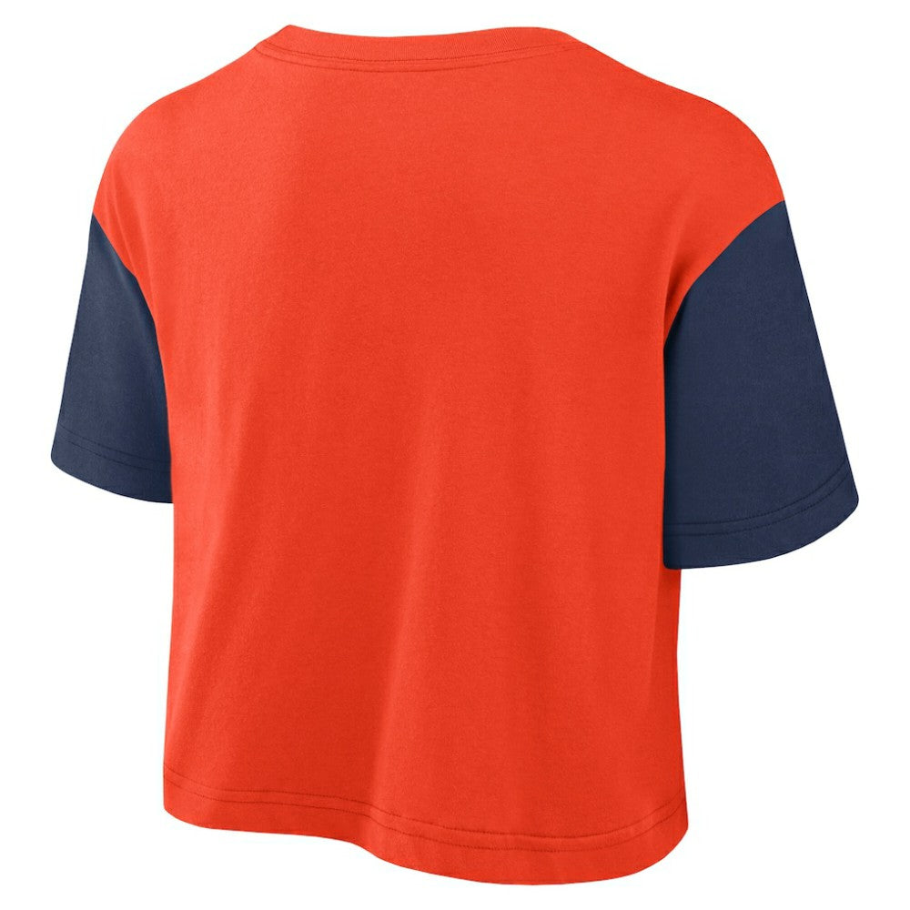 Orange/Navy Houston Astros Nike Women's Script Dri-FIT Cropped T-Shirt