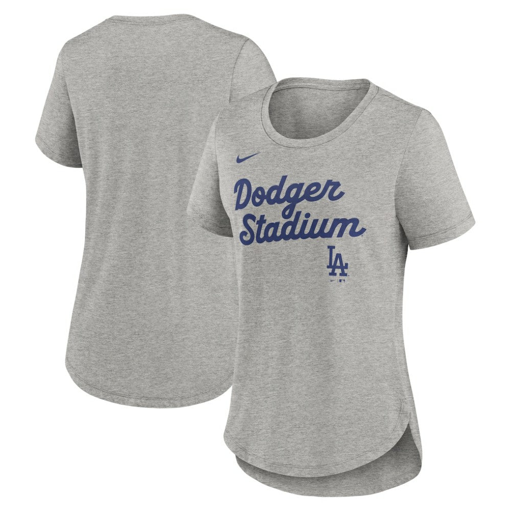 Heather Gray Los Angeles Dodgers Nike Women's Script Tri-Blend T-Shirt