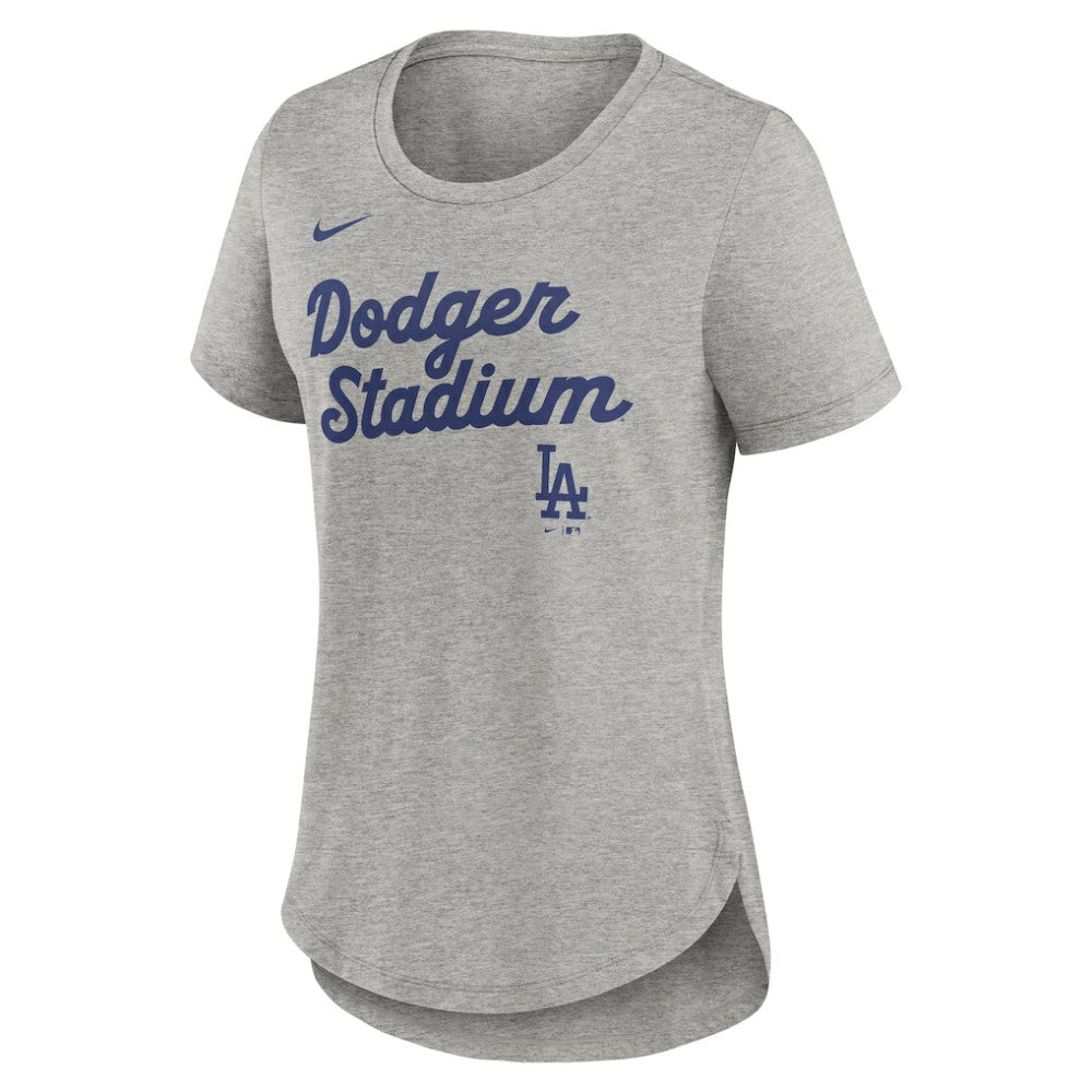 Heather Gray Los Angeles Dodgers Nike Women's Script Tri-Blend T-Shirt