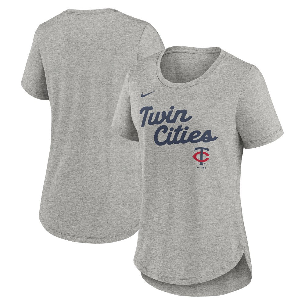 Heather Gray Minnesota Twins Nike Women's Script Tri-Blend T-Shirt