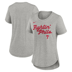 Heather Gray Philadelphia Phillies Nike Women's Script Tri-Blend T-Shirt