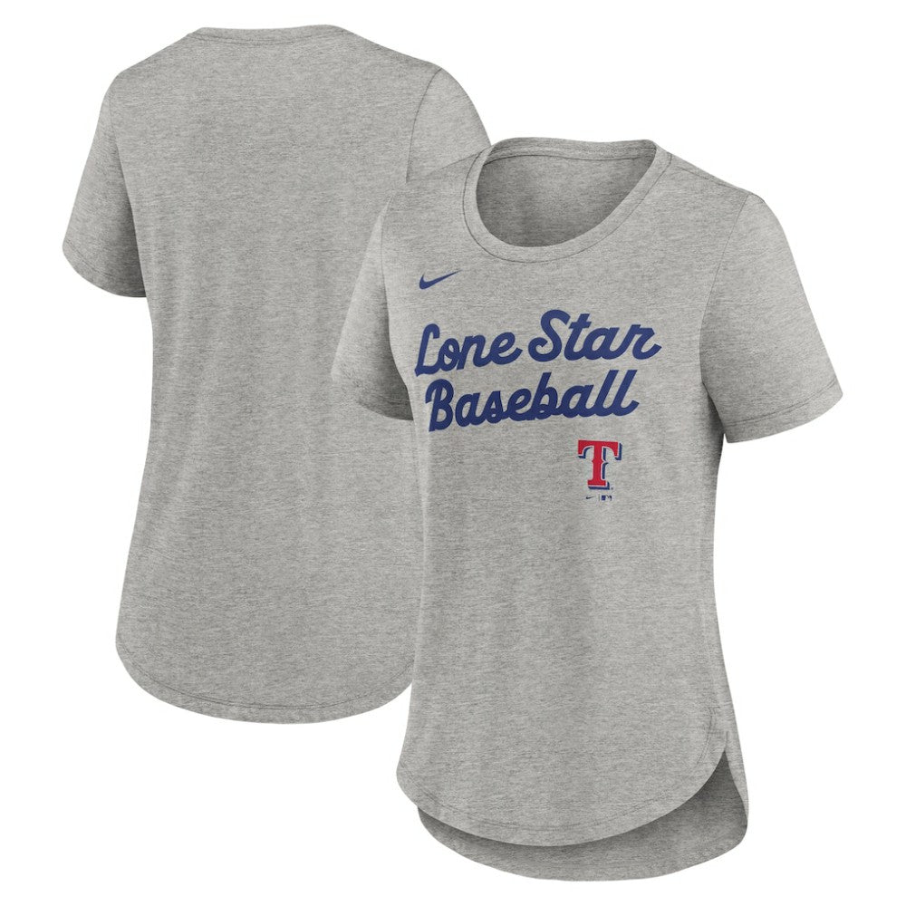 Heather Gray Texas Rangers Nike Women's Script Tri-Blend T-Shirt