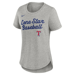 Heather Gray Texas Rangers Nike Women's Script Tri-Blend T-Shirt