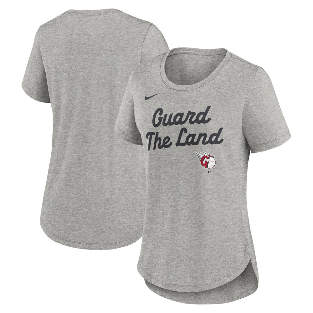 Heather Gray Cleveland Guardians Nike Women's Script Tri-Blend T-Shirt