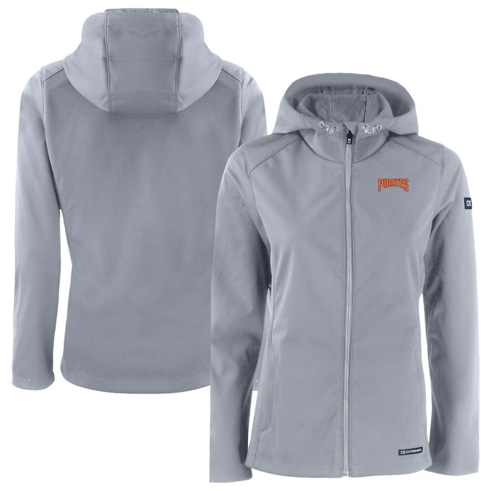 Gray Pittsburgh Pirates Cutter & Buck Women's Evoke Eco Softshell Recycled Full-Zip Jacket