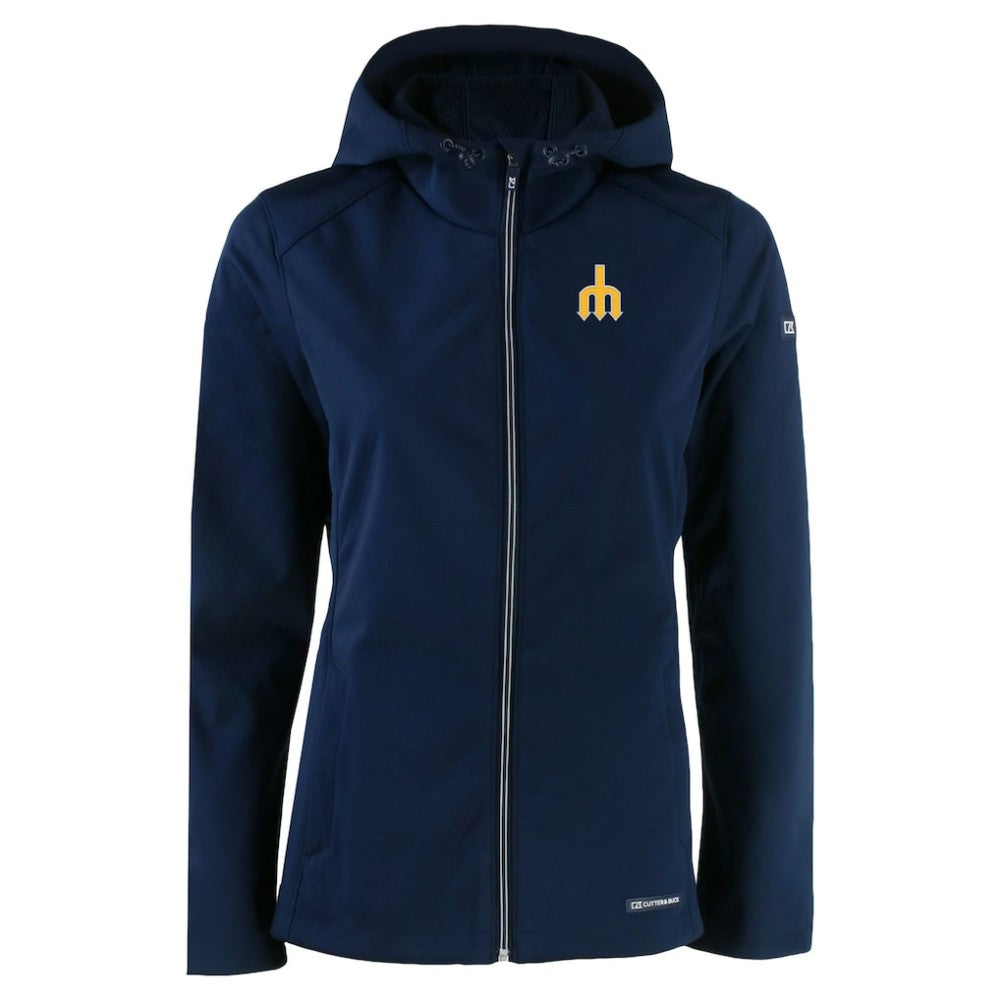 Navy Seattle Mariners Cutter & Buck Women's Evoke Eco Softshell Recycled Full-Zip Jacket