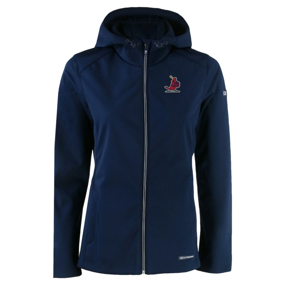 Navy St. Louis Cardinals Cutter & Buck Women's Cooperstown Collection Evoke Eco Softshell Recycled Full-Zip Jacket