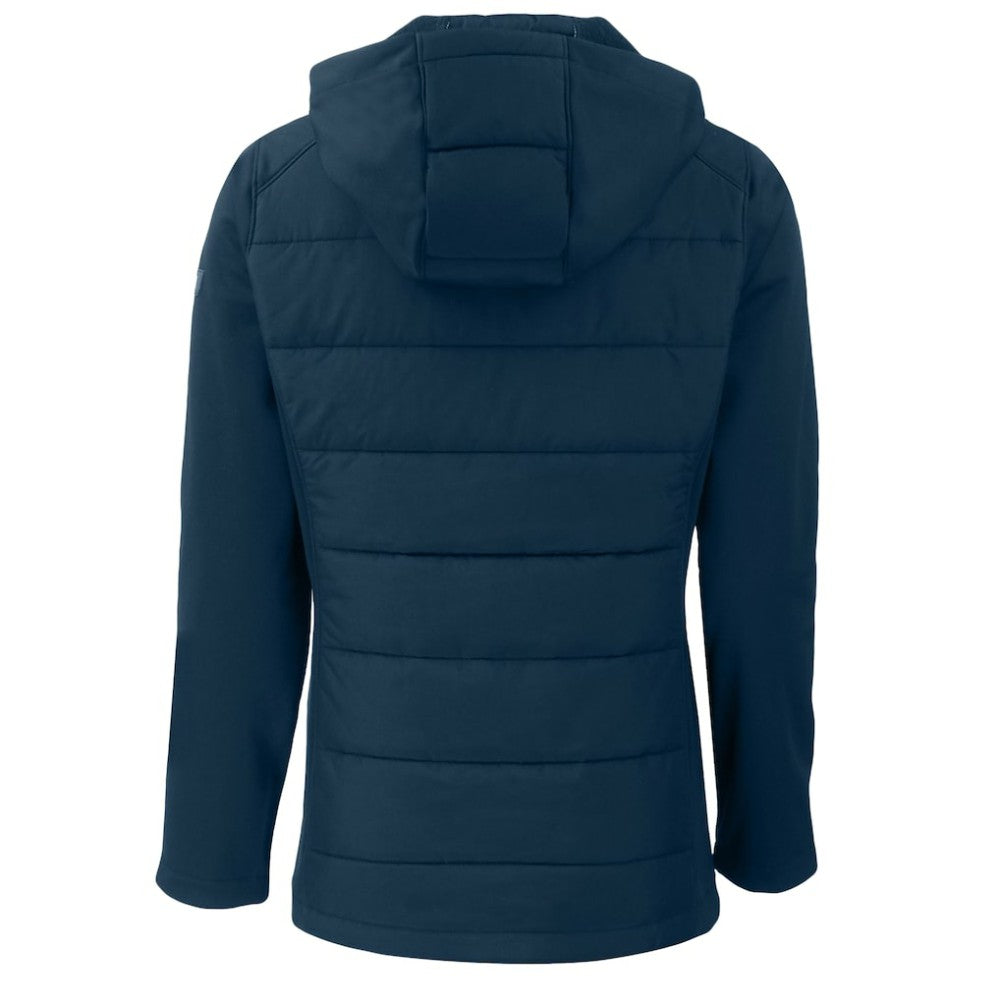 Navy Los Angeles Dodgers Cutter & Buck Women's  Evoke Hybrid Eco Softshell Recycled Full-Zip Hoodie Jacket