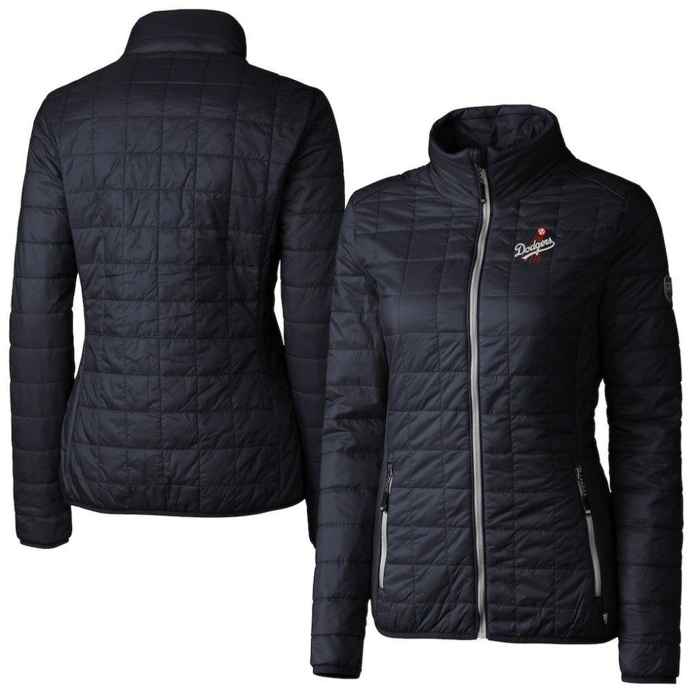 Navy Los Angeles Dodgers Cutter & Buck Women's Rainier PrimaLoft Eco Insulated Full-Zip Puffer Jacket