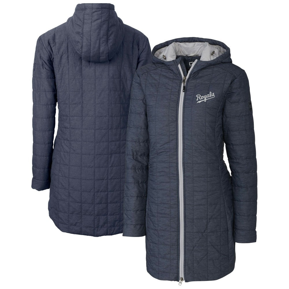 Anthracite Kansas City Royals Cutter & Buck Women's Rainier Primaloft Eco Insulated Hooded Full-Zip Long Coat