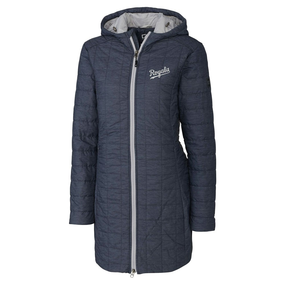 Anthracite Kansas City Royals Cutter & Buck Women's Rainier Primaloft Eco Insulated Hooded Full-Zip Long Coat