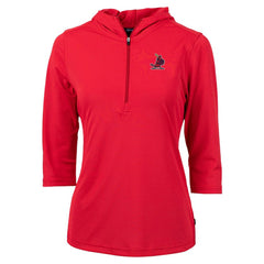 Red St. Louis Cardinals Cutter & Buck Women's Cooperstown Collection DryTec Virtue Eco Pique Recycled 3/4-Sleeve Half-Zip Pullover Hoodie
