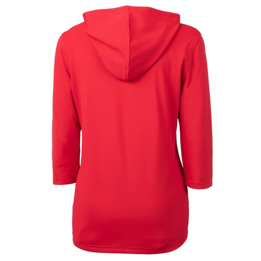 Red St. Louis Cardinals Cutter & Buck Women's Cooperstown Collection DryTec Virtue Eco Pique Recycled 3/4-Sleeve Half-Zip Pullover Hoodie