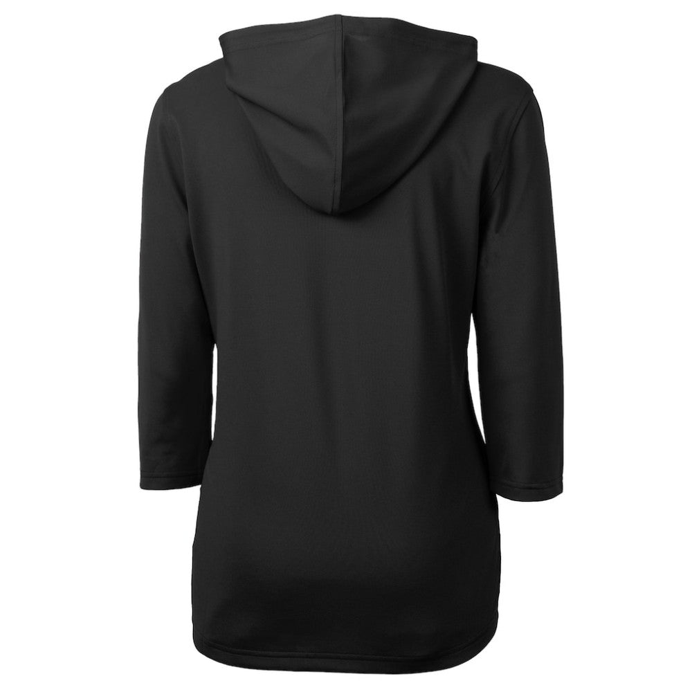 Black San Francisco Giants Cutter & Buck Women's  DryTec Virtue Eco Pique Recycled 3/4-Sleeve Half-Zip Pullover Hoodie