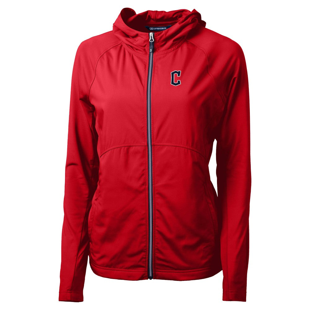 Red Cleveland Guardians Cutter & Buck Women's  Adapt Eco Knit Hybrid Recycled Full-Zip Hoodie