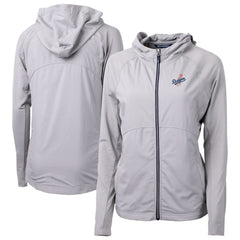 Gray Los Angeles Dodgers Cutter & Buck Women's  Adapt Eco Knit Hybrid Recycled Full-Zip Hoodie