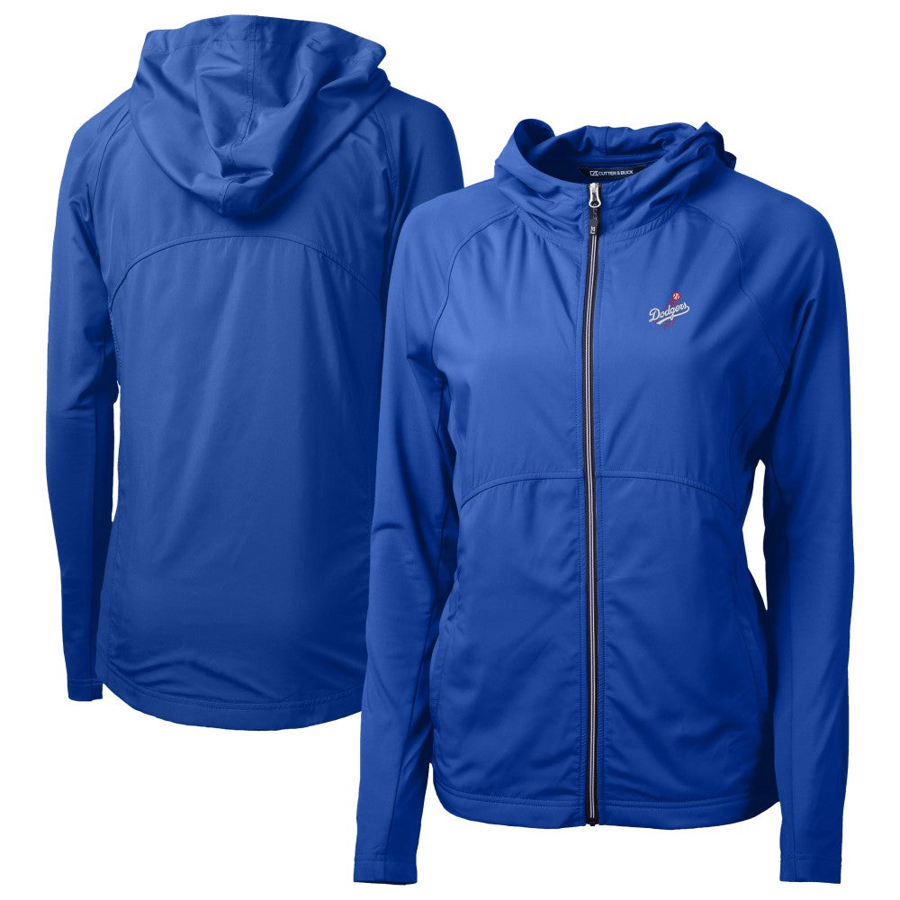 Royal Los Angeles Dodgers Cutter & Buck Women's  Adapt Eco Knit Hybrid Recycled Full-Zip Hoodie