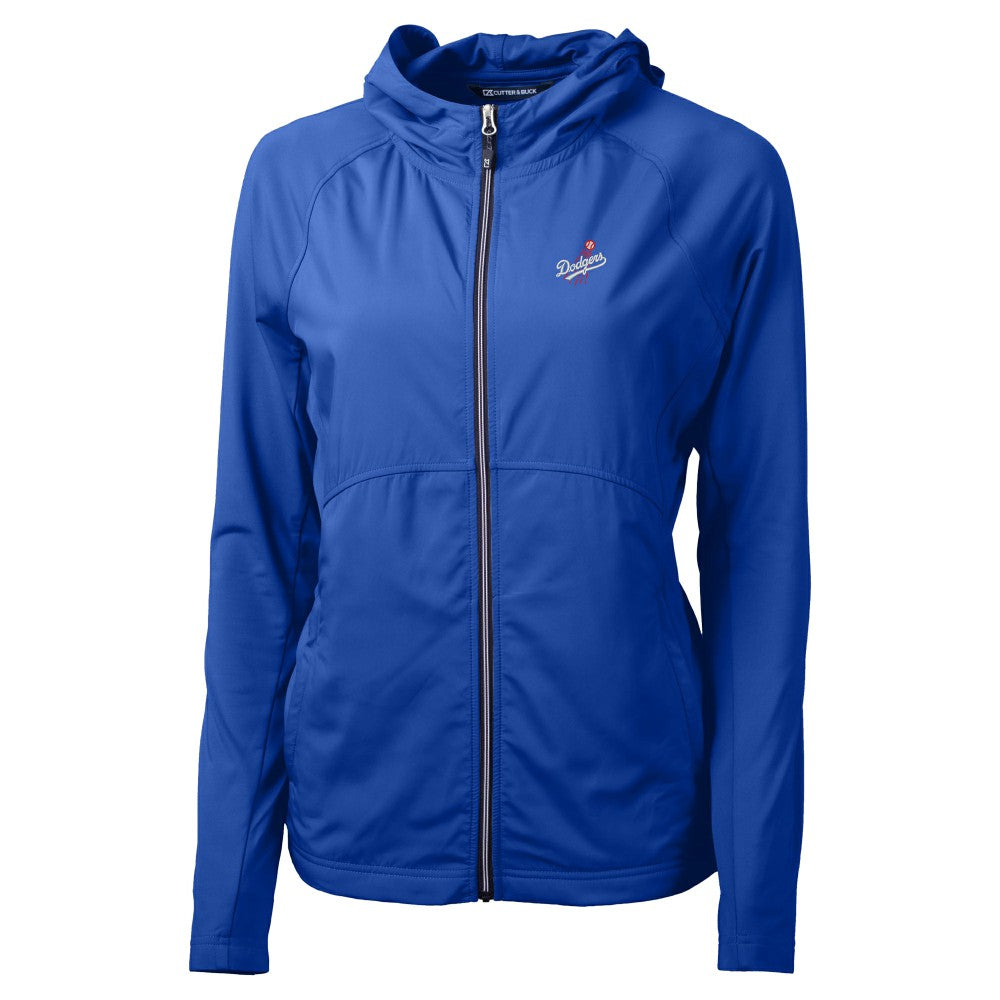 Royal Los Angeles Dodgers Cutter & Buck Women's  Adapt Eco Knit Hybrid Recycled Full-Zip Hoodie