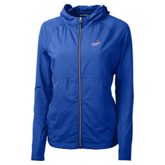 Royal Los Angeles Dodgers Cutter & Buck Women's  Adapt Eco Knit Hybrid Recycled Full-Zip Hoodie