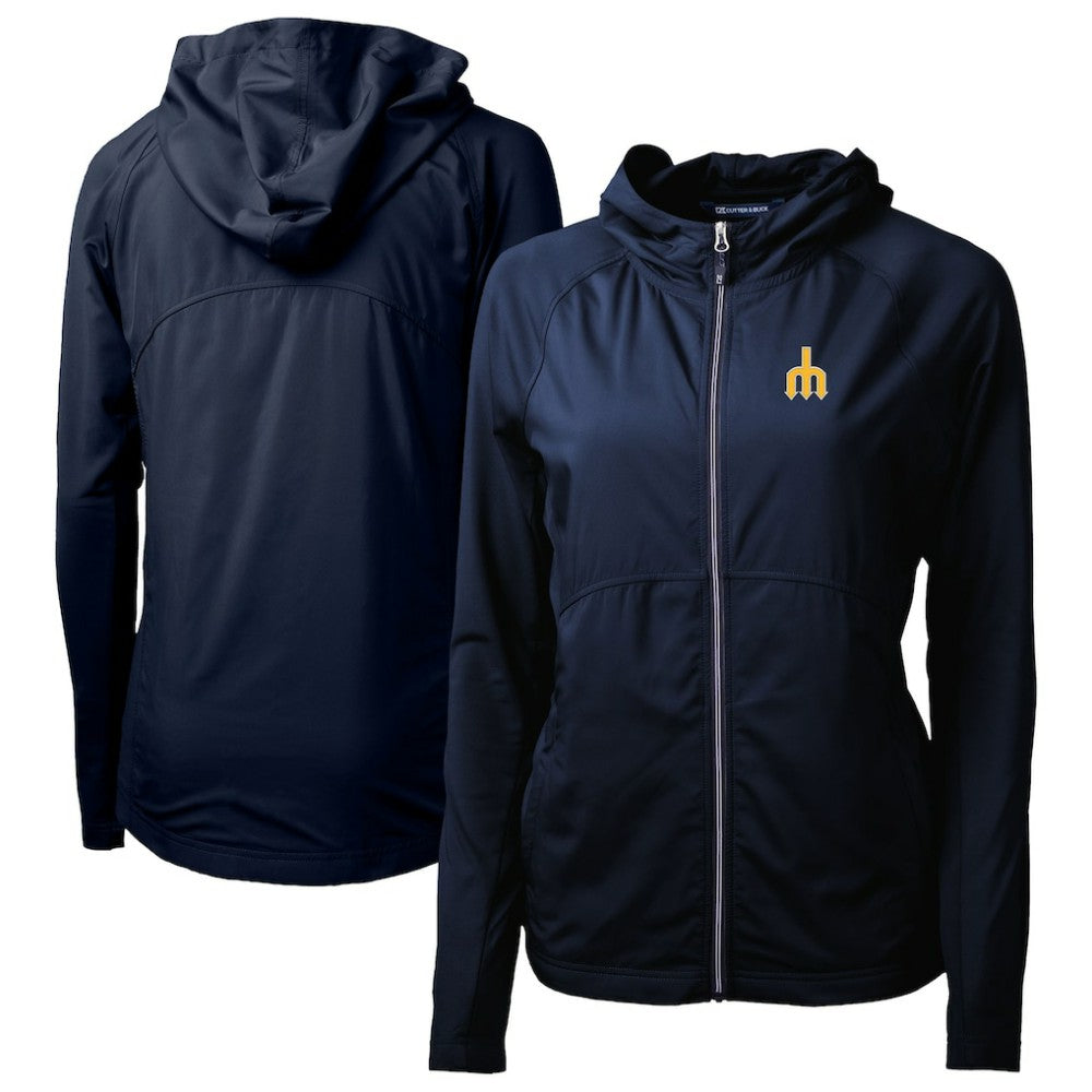 Navy Seattle Mariners Cutter & Buck Women's  Adapt Eco Knit Hybrid Recycled Full-Zip Hoodie