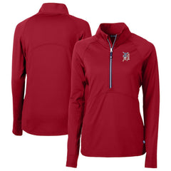 Red Detroit Tigers Cutter & Buck Women's Americana DryTec Adapt Eco Knit Stretch Recycled Raglan Half-Zip Top