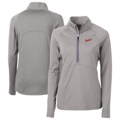 Gray Detroit Tigers Cutter & Buck Women's  DryTec Adapt Eco Knit Stretch Recycled Raglan Half-Zip Top