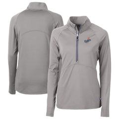Gray Los Angeles Dodgers Cutter & Buck Women's  DryTec Adapt Eco Knit Stretch Recycled Raglan Half-Zip Top