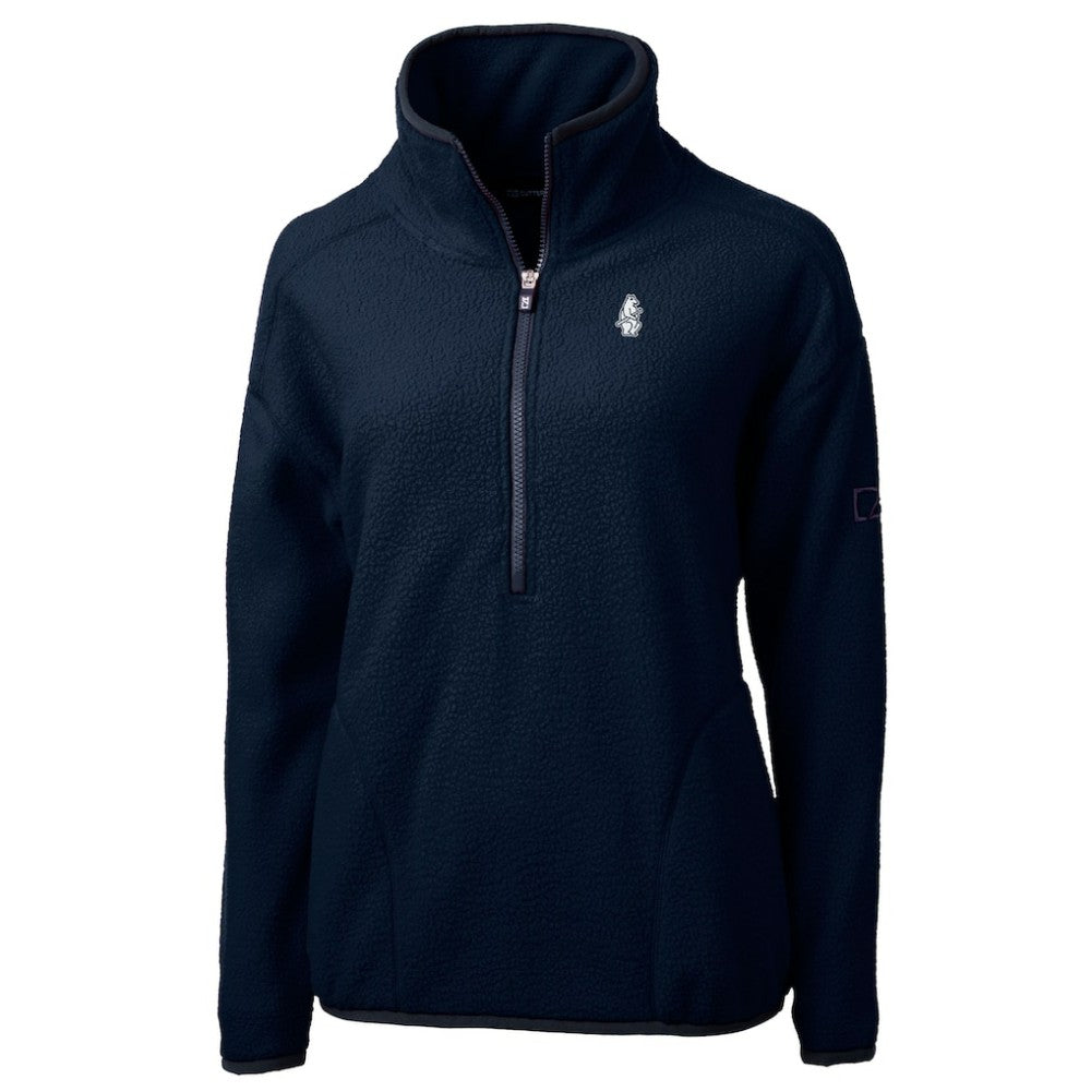 Navy Chicago Cubs Cutter & Buck Women's Cooperstown Collection Cascade Eco Sherpa Fleece Half-Zip Pullover Jacket