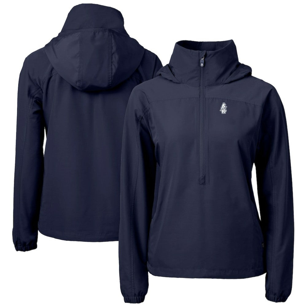 Navy Chicago Cubs Cutter & Buck Women's Cooperstown Collection Charter Eco Recycled Half-Zip Anorak Jacket