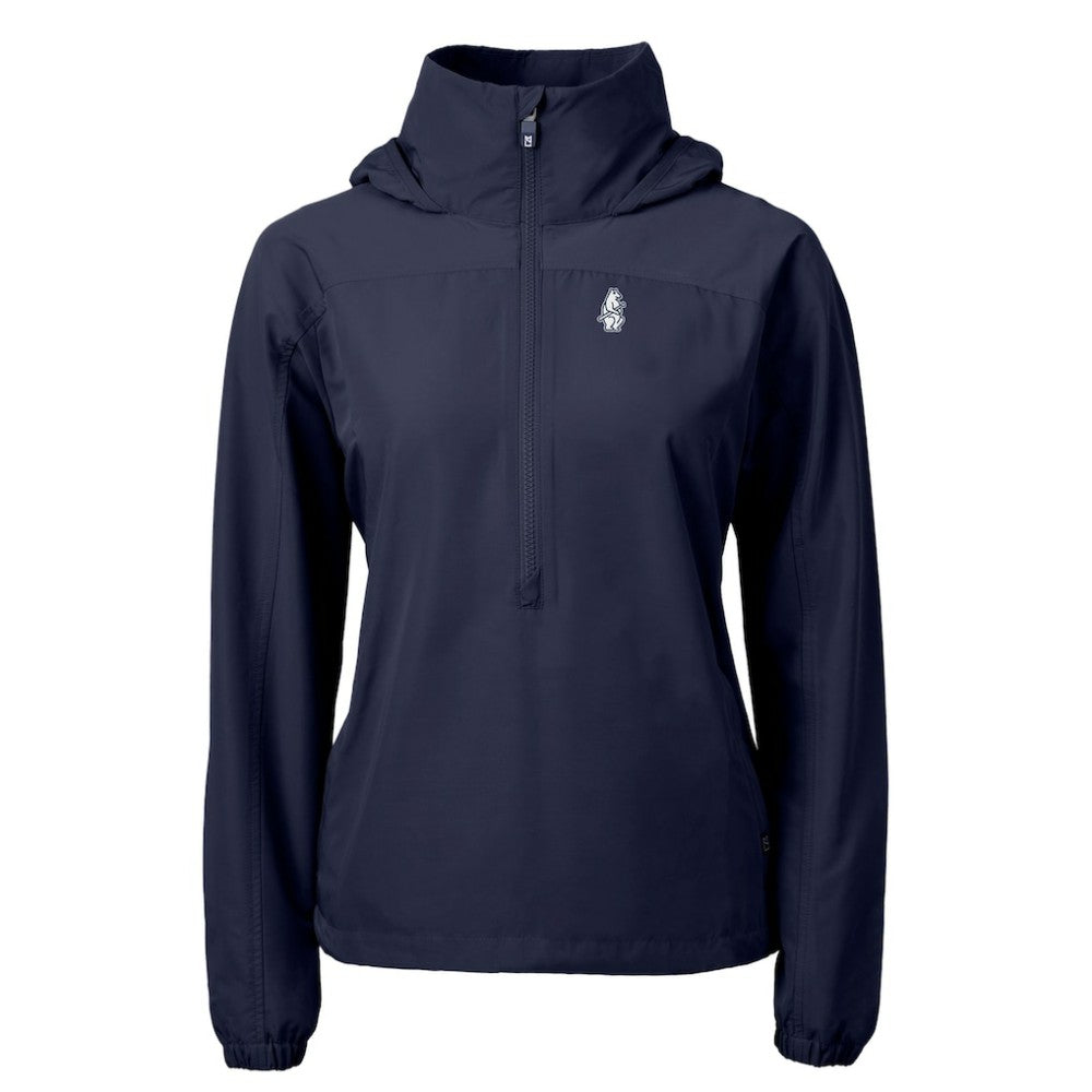 Navy Chicago Cubs Cutter & Buck Women's Cooperstown Collection Charter Eco Recycled Half-Zip Anorak Jacket