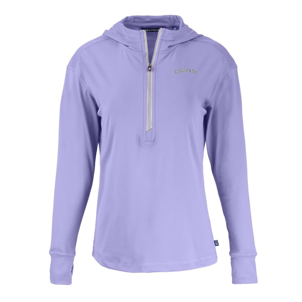 Purple Colorado Rockies Cutter & Buck Women's Daybreak Eco Recycled Half-Zip Hoodie